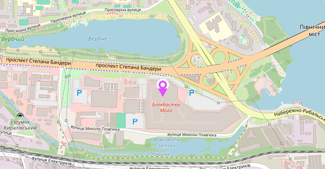 Map showing 36 Stepana Bandery Ave, Kyiv